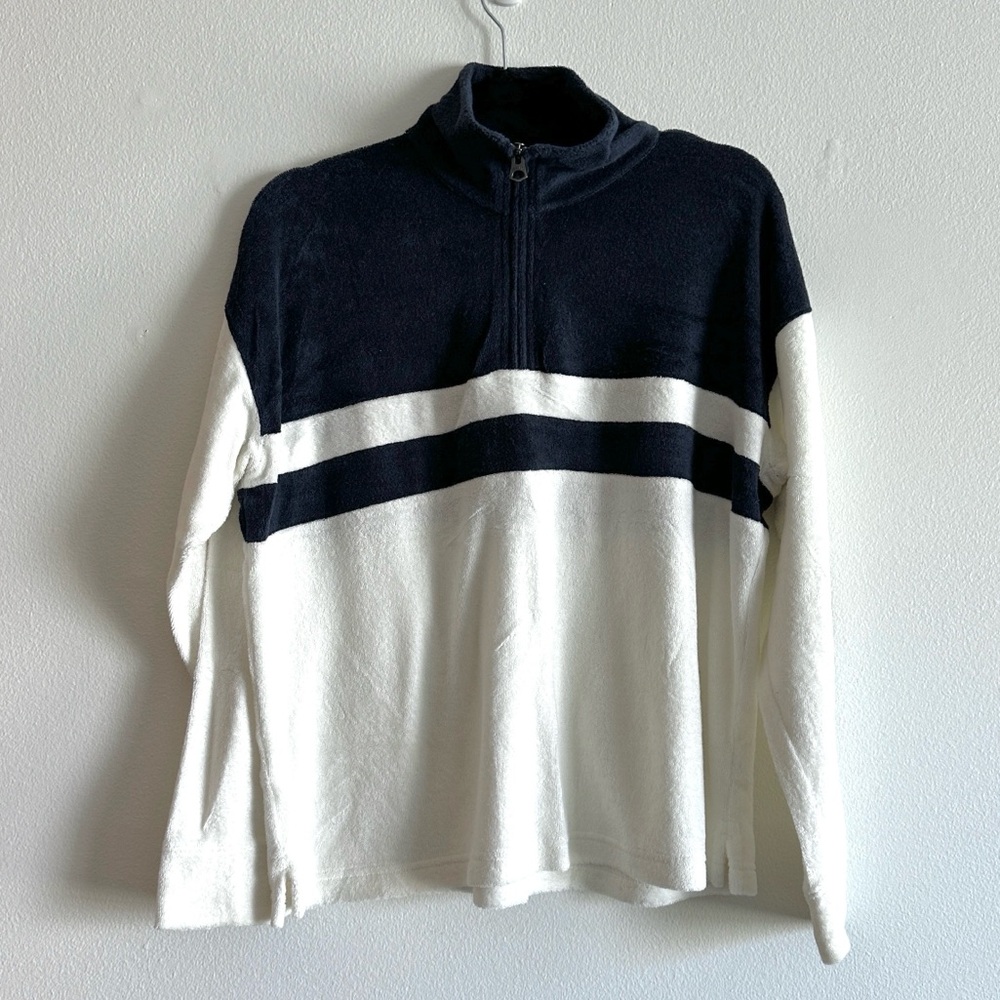 Faherty Rugby Stripe Quarter Zip Sweater